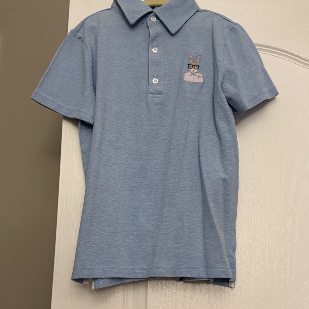 Janie and Jack Light Blue Polo with Bunny Patch